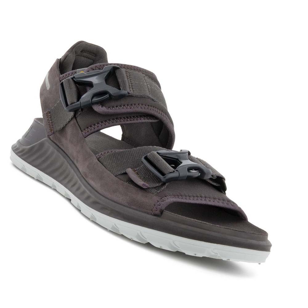 Men's Ecco Exowrap 2 Strap Buckle Sandals Grey | USA 587BEX